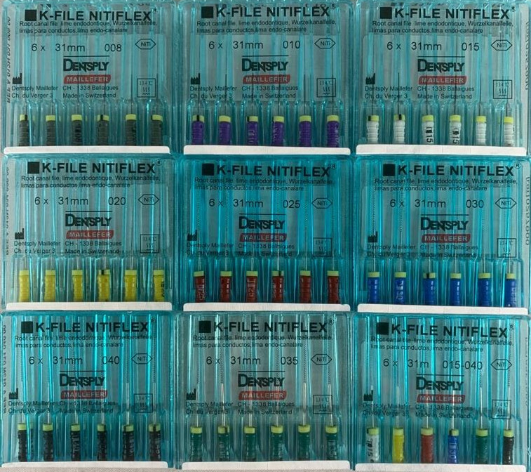 Dentsply Maillefer K-file Endodontic NiTiFlex steel 31mm All sizes 60 files/pk
