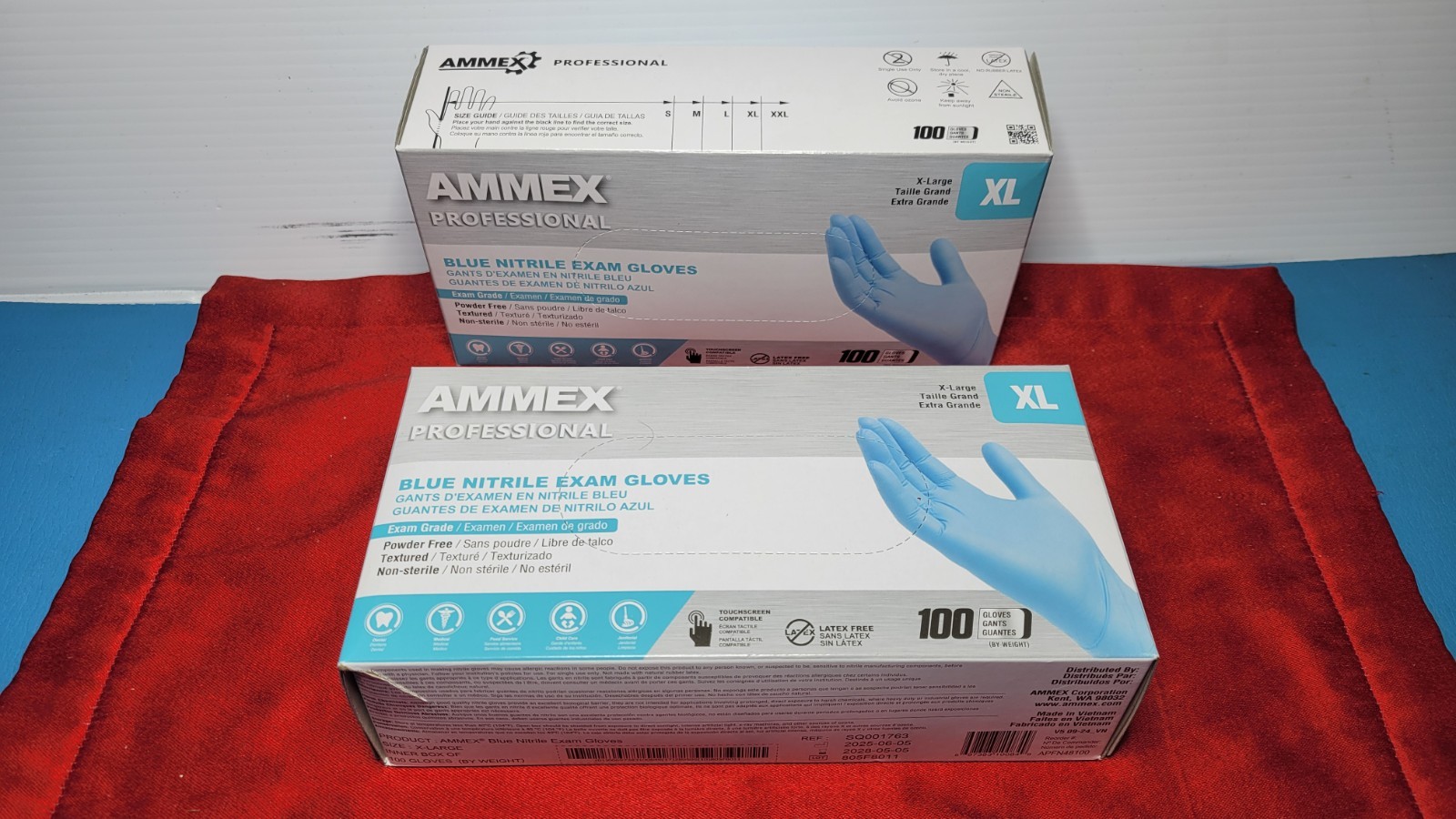 1000Pcs 10 Box AMMEX Professional Blue NITRILE Exam XL (10×100)