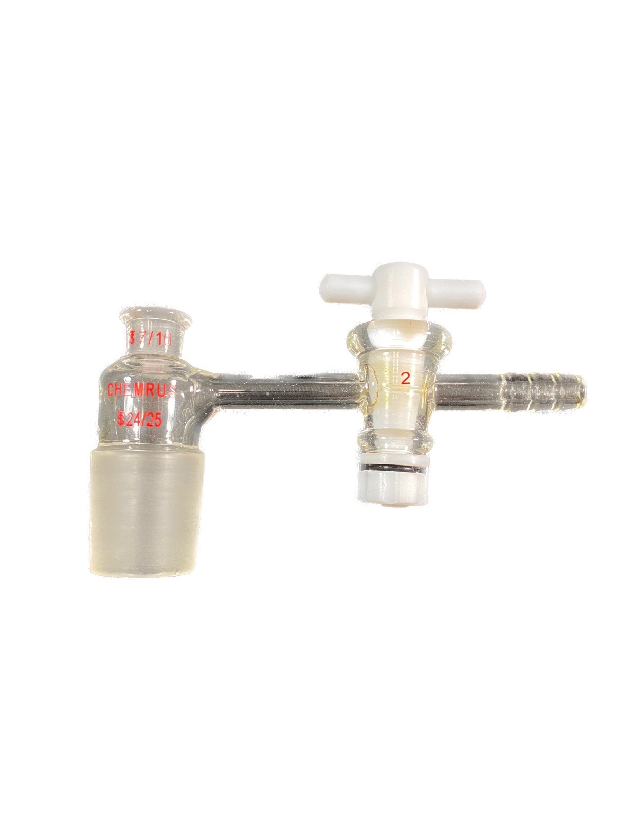 CHEMRUS Glass 7/10 24/25 Joint Stopcock Cleanse-Free Vacuum Adapter CR-2028-02