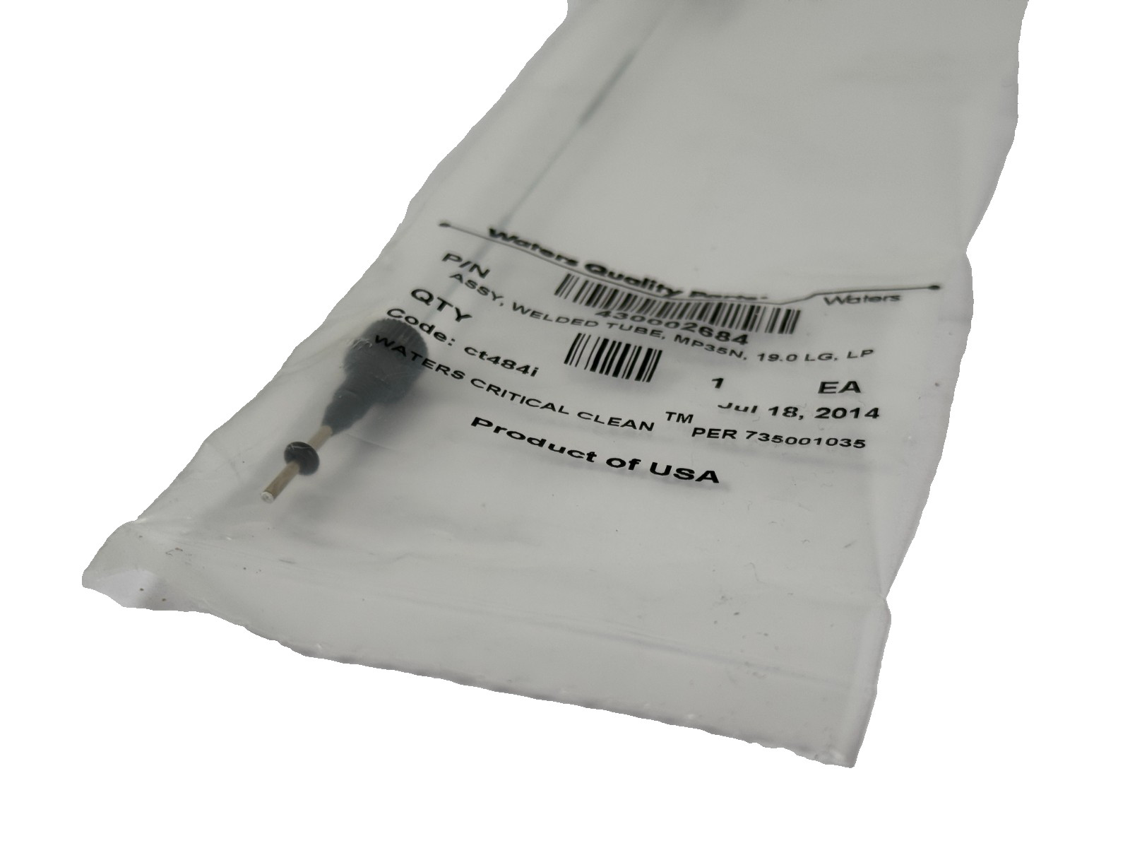 Waters Assy Welded Tube MP35N 19.0 LG LP UPLC Part Number 430002684