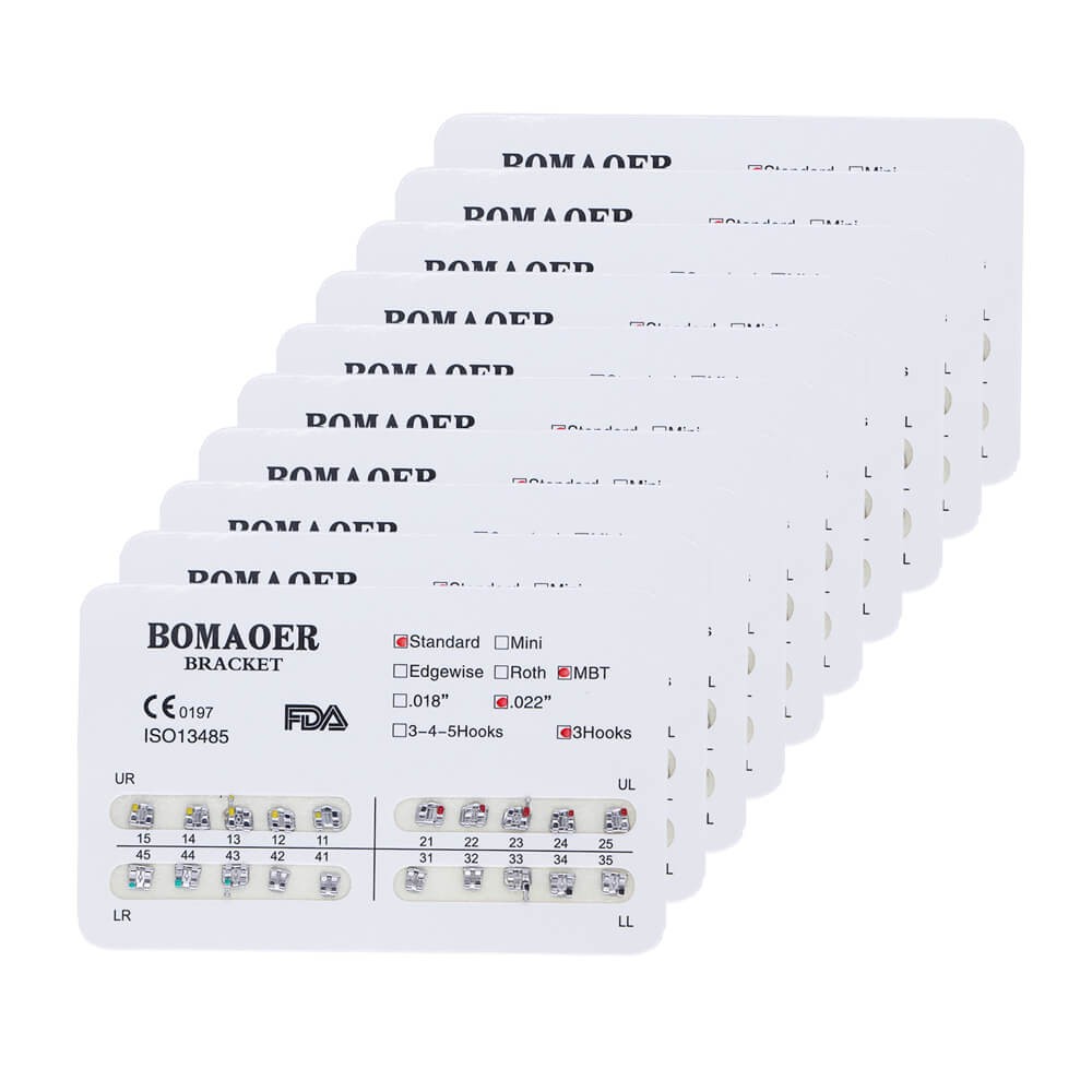 20×Dental Orthodontic Metal Bracket Brace Standard MBT 022 3 Hook 20PCS/Kit