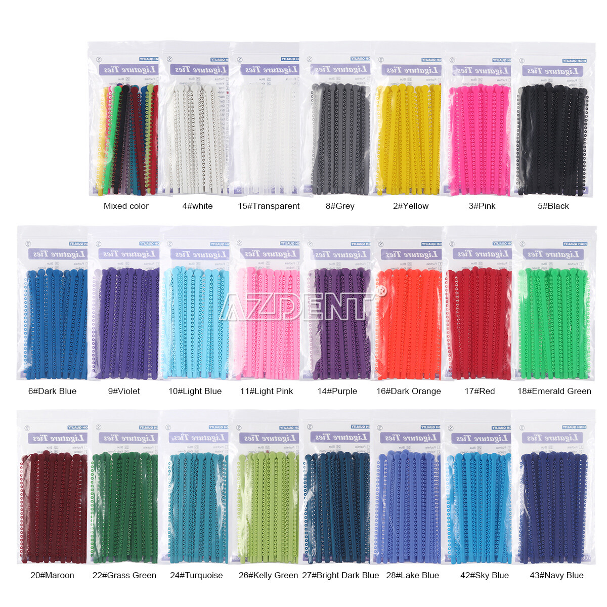23 Colours Dental Orthodontic Ligature Ties Elastic Rubber Bands 1000Pcs/Bag