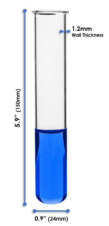 Eisco Labs 50ml Test Tubes, Beaded Rim – Borosilicate 3.3 Glass – 16 Pack