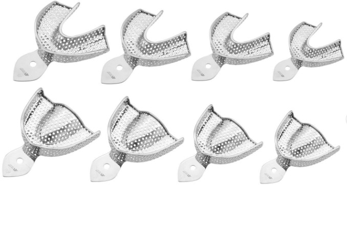 Dental Impression Tray Perforated Upper and Lower Jaw Set of 8 S,M,L,XL TGA