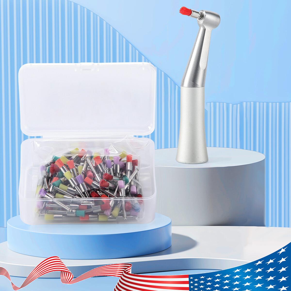 100pzas Dental Cepillos Dentales de Tazón para Pulir Tipo Plano de Nylon AZDENT