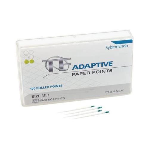 Kerr 815-1572 SybronEndo TF Adaptive Paper Points Medium/Large ML1 Green 100/Pk