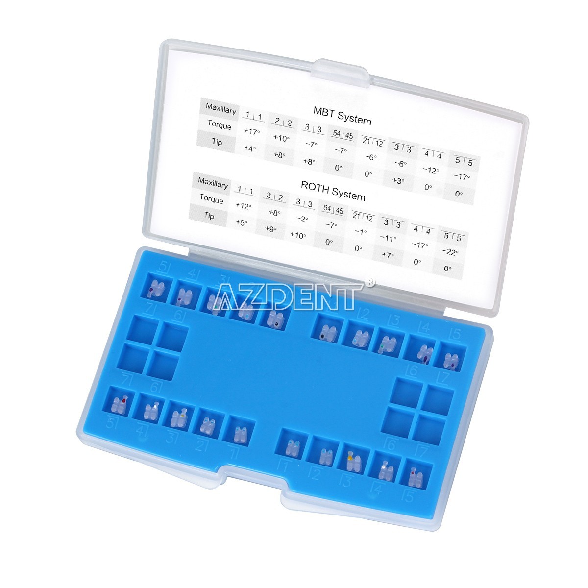 AZDENT Dental Orthodontic Ceramic Clear Brackets Braces MBT/Roth.022 Hooks 3 4 5