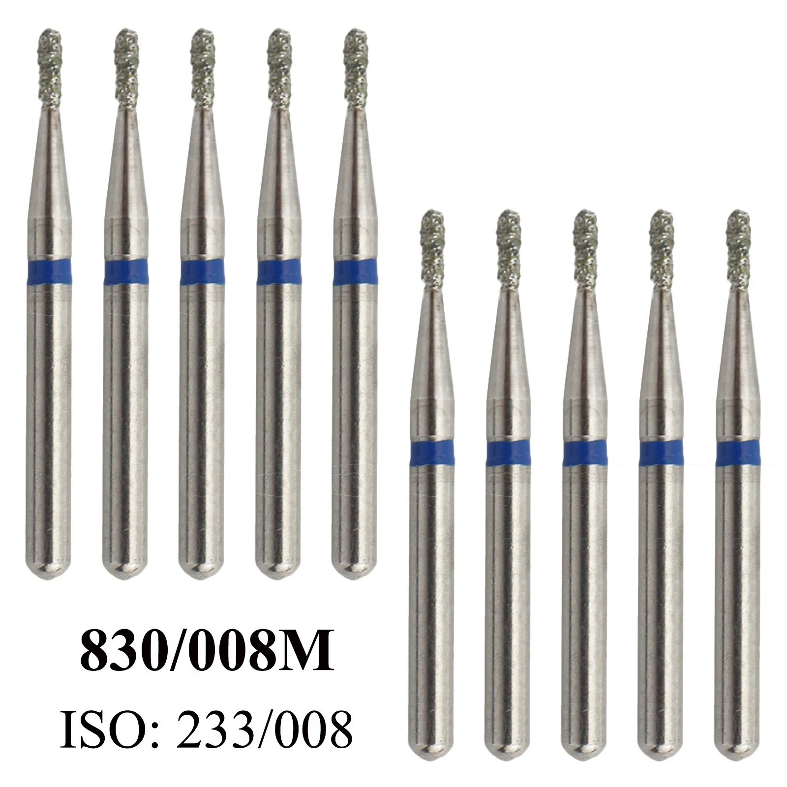 Dental 330 Diamond Bur 830/008M FG Pear Medium Grit Burs High Speed Burr 10Pc/PK