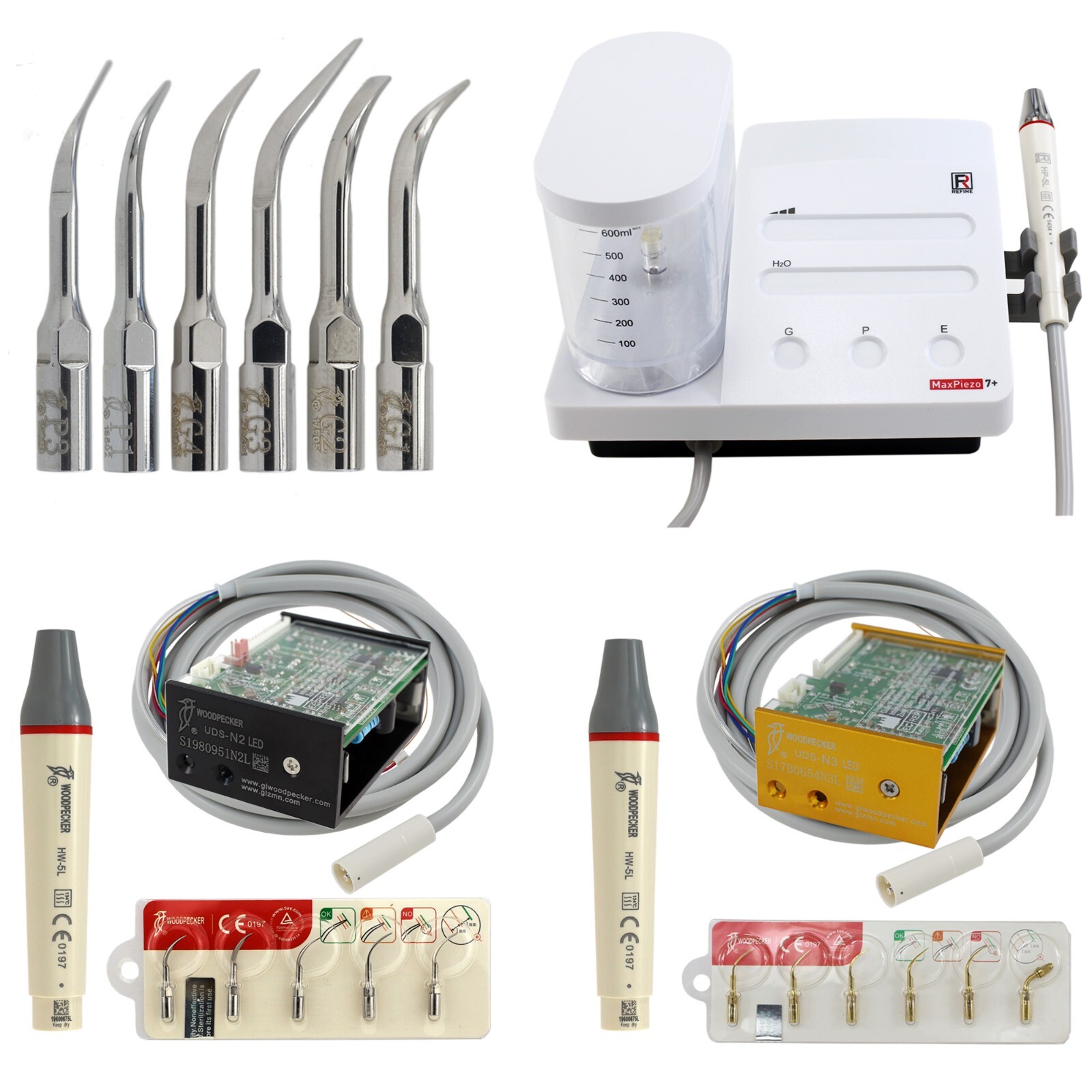 Woodpecker Dental Ultrasonic Scaler Tips HW-5L HD-7L Handpiece EMS PIEZON LED G1