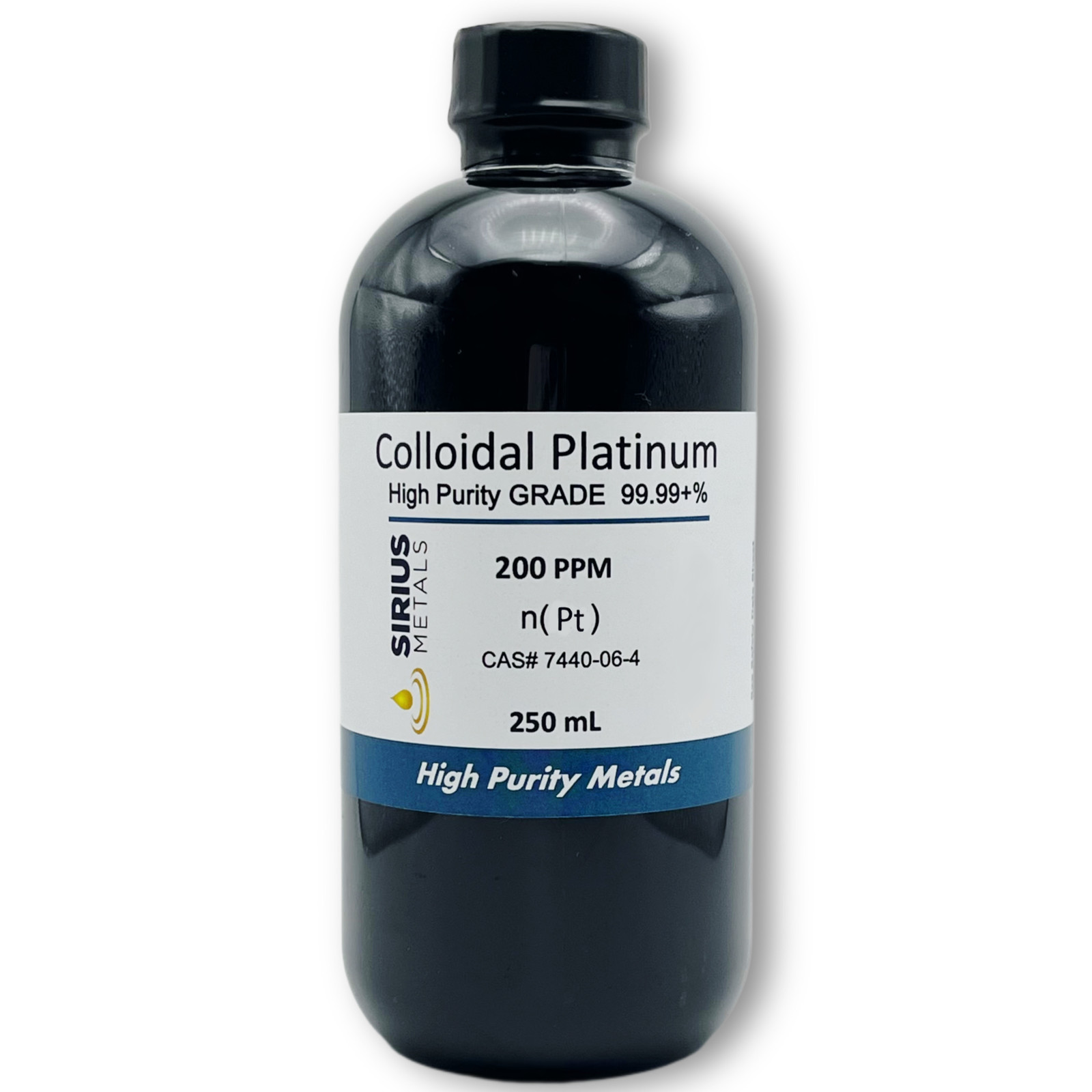 True Colloidal Platinum NanoParticles (PtNPs): 200 ppm – 250 mL in Plastic