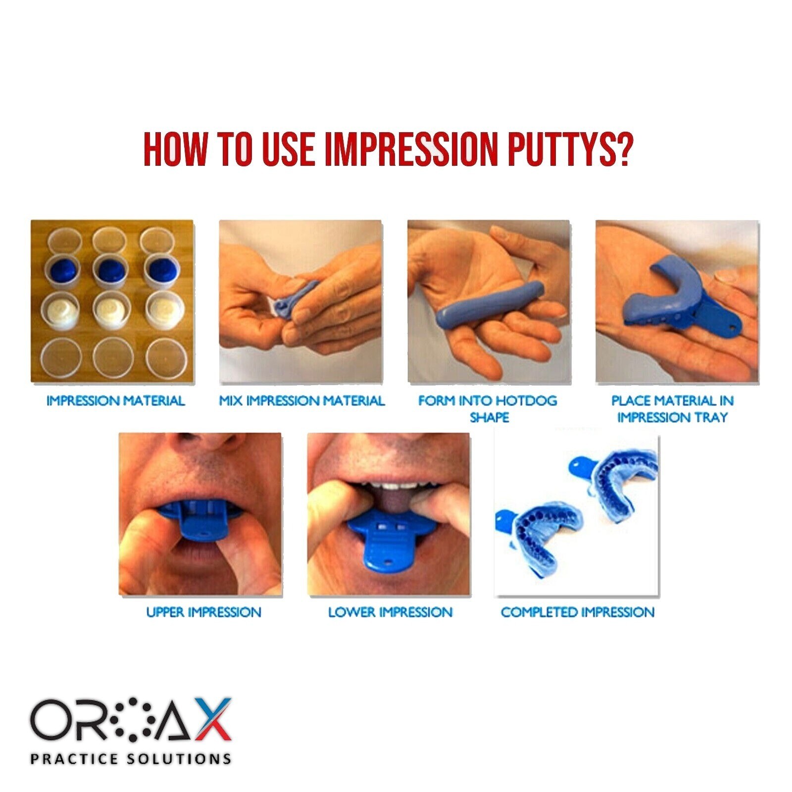 Dental Hydrophilic Impression Putty with Large Upper & Lower Trays Firm Molding