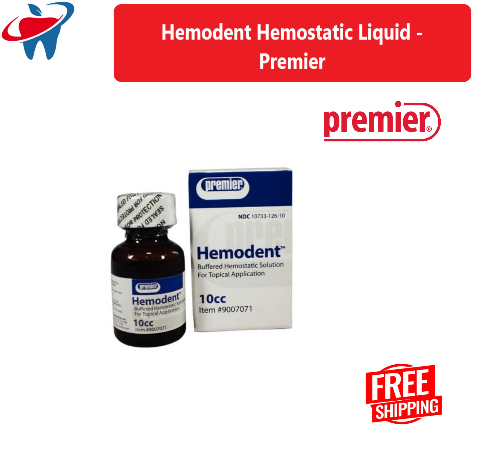 Dental Premier Hemodent 10 cc Buffered Hemostatic Solution 4 Topical Application