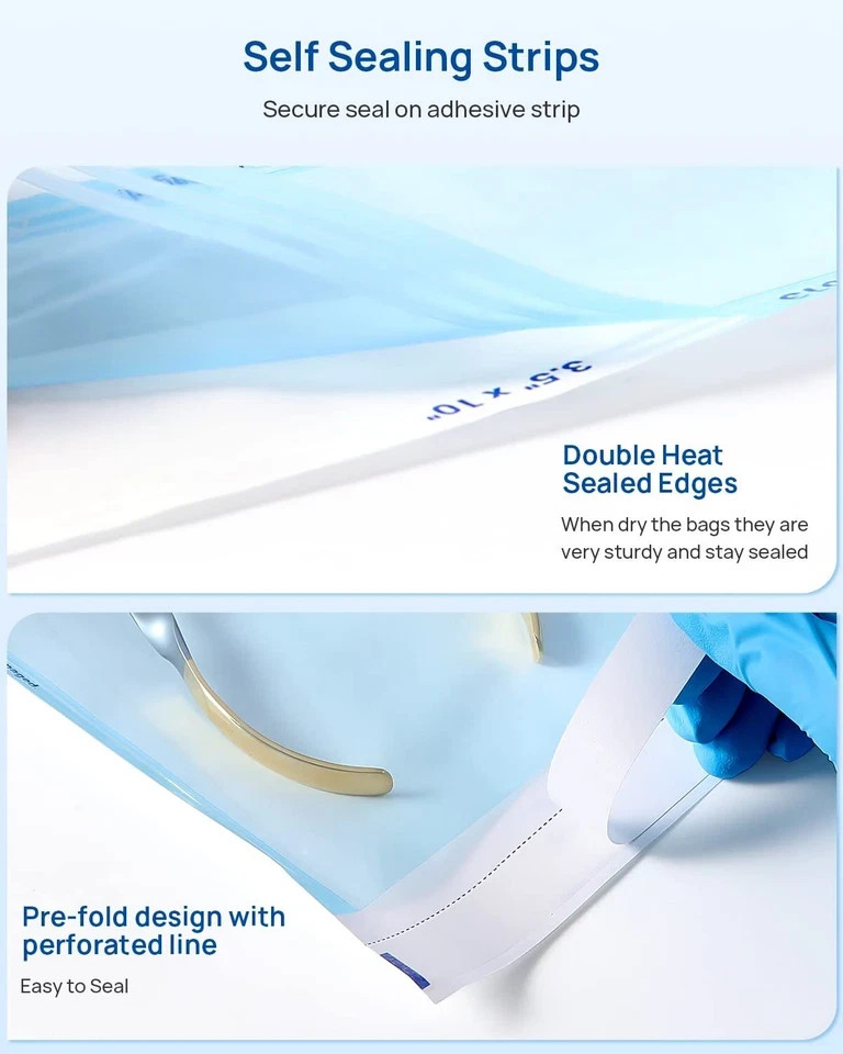 10 Boxes of JMU 200Pcs/Box Dental Self-Sealing Sterilization Pouches 2.25″ x 5″