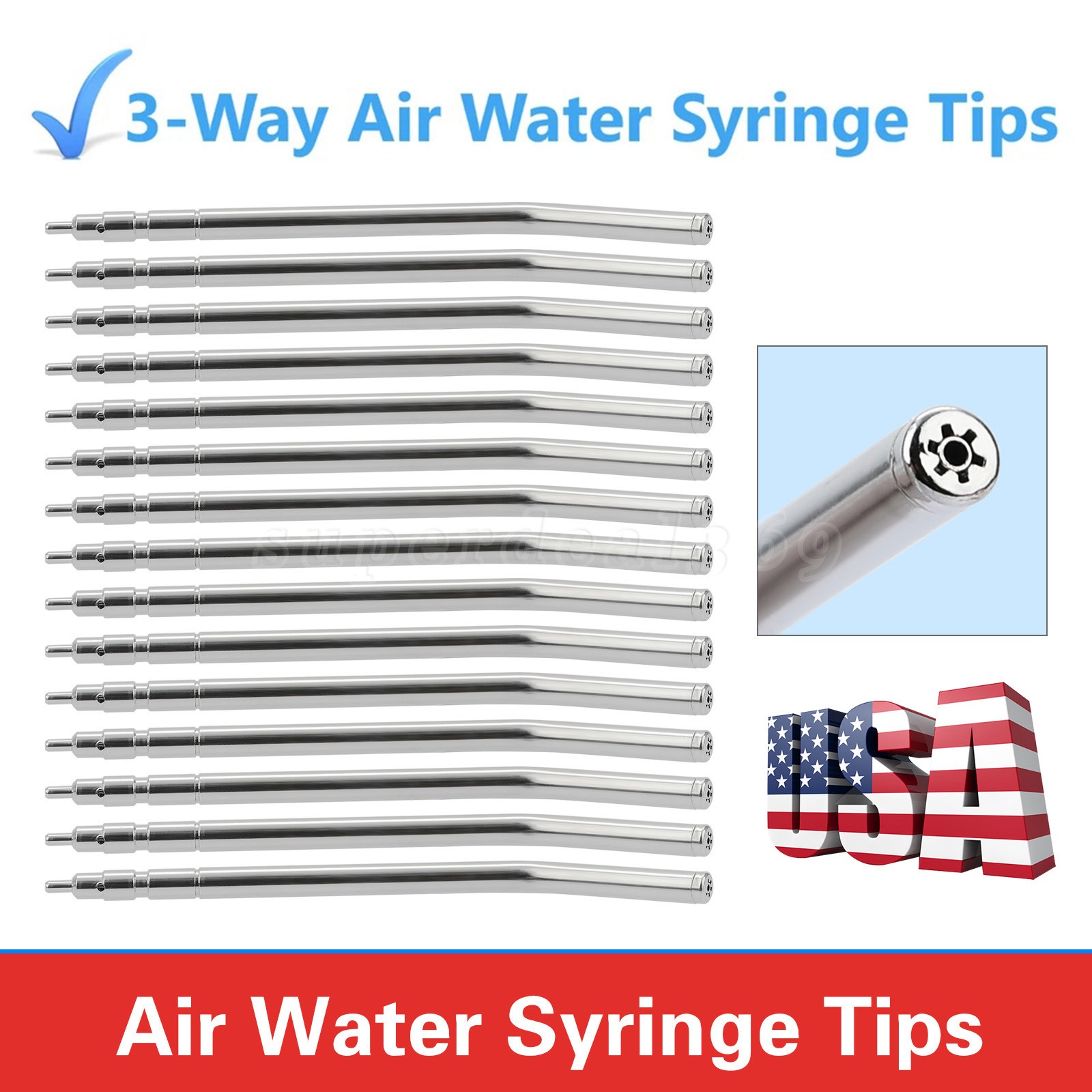 50 Pcs Dental Air Water Spray Triple Syringe Autoclavable Nozzles/Tips/Tubes OR