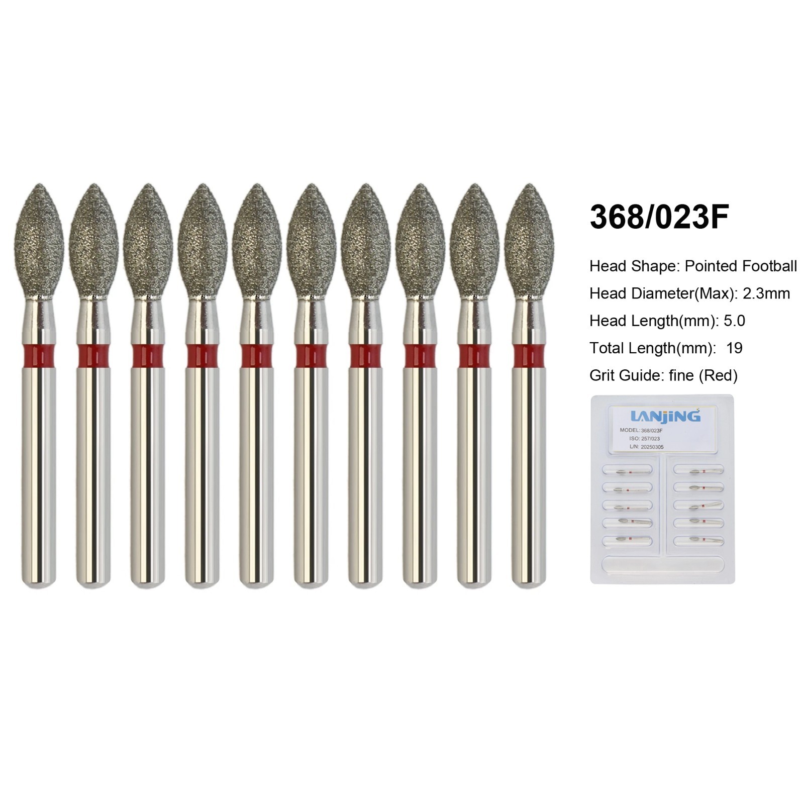 Dental Burs Diamond FG Round End Taper Football Flame Long Round Pear High Speed