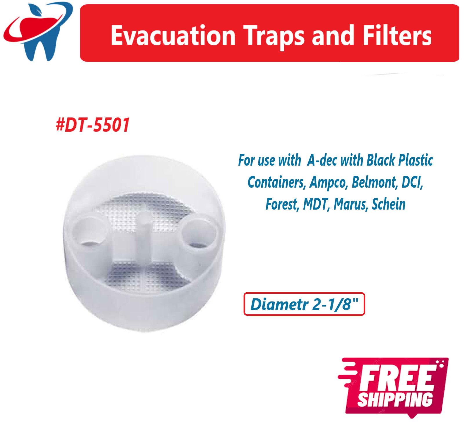 Dental Disposable Evacuation Traps #5508, 144/Box, Saliva Ejectors Trap Filters