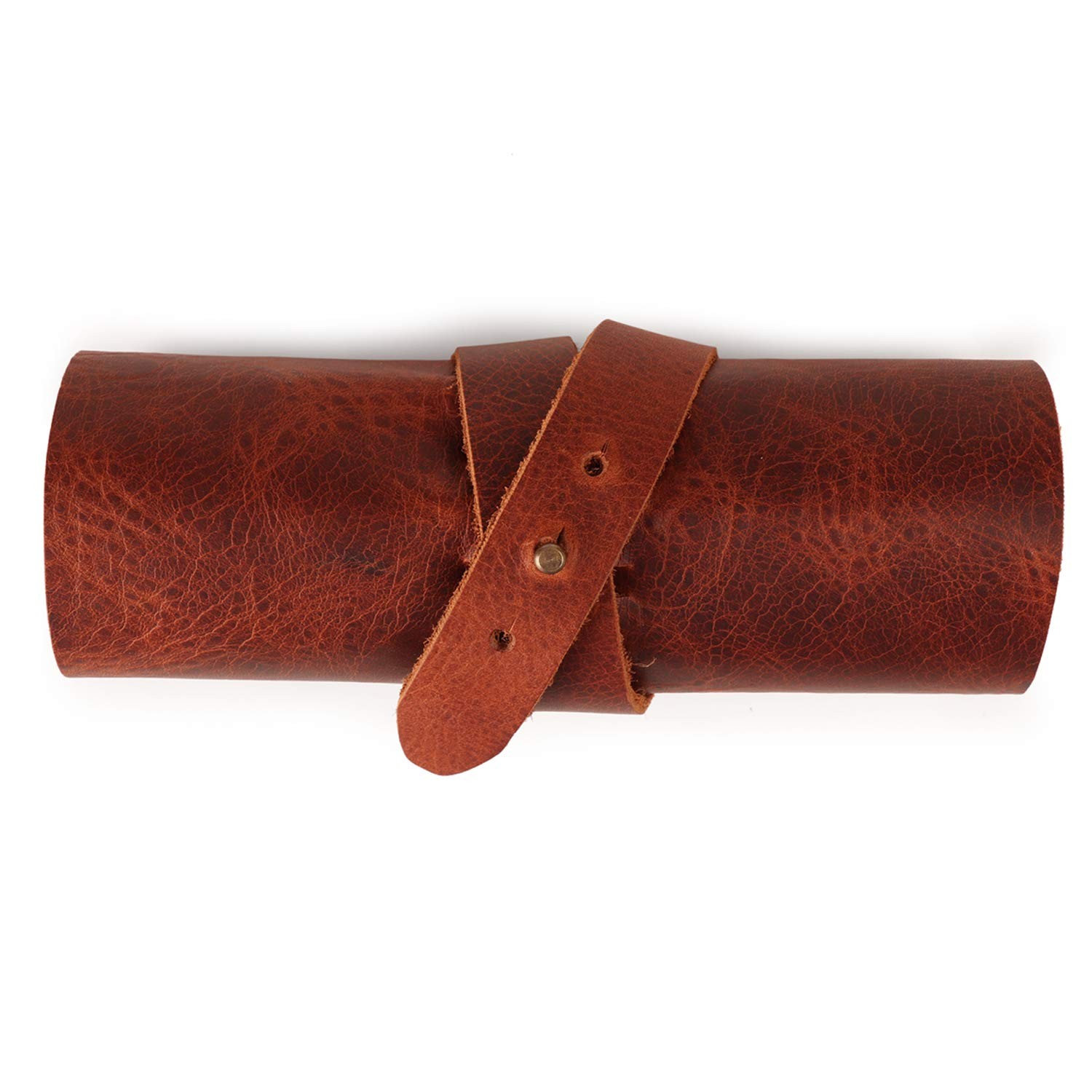 Londo Genuine Leather Retro Pen And Pencil Case – Metal Snap Fastener Pencil