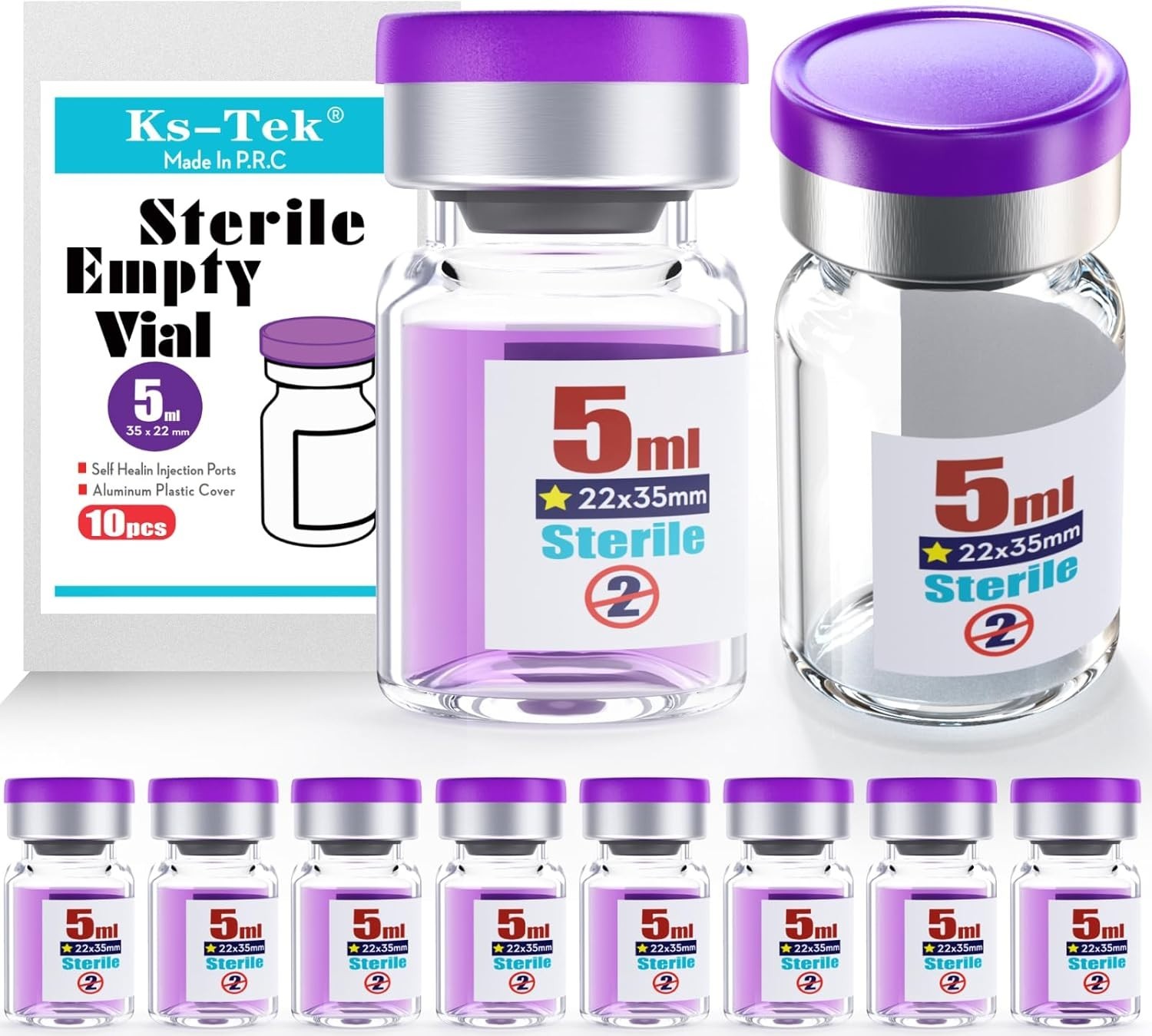 Sterile Empty Vials with Self Healing Injection Port,with Flip Off Aluminum C…