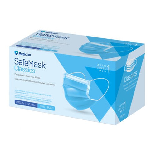 Medicom Medicom SafeMask Classics ASTM Level 1 Earloop Face Mask, Blue, 50/Bx.