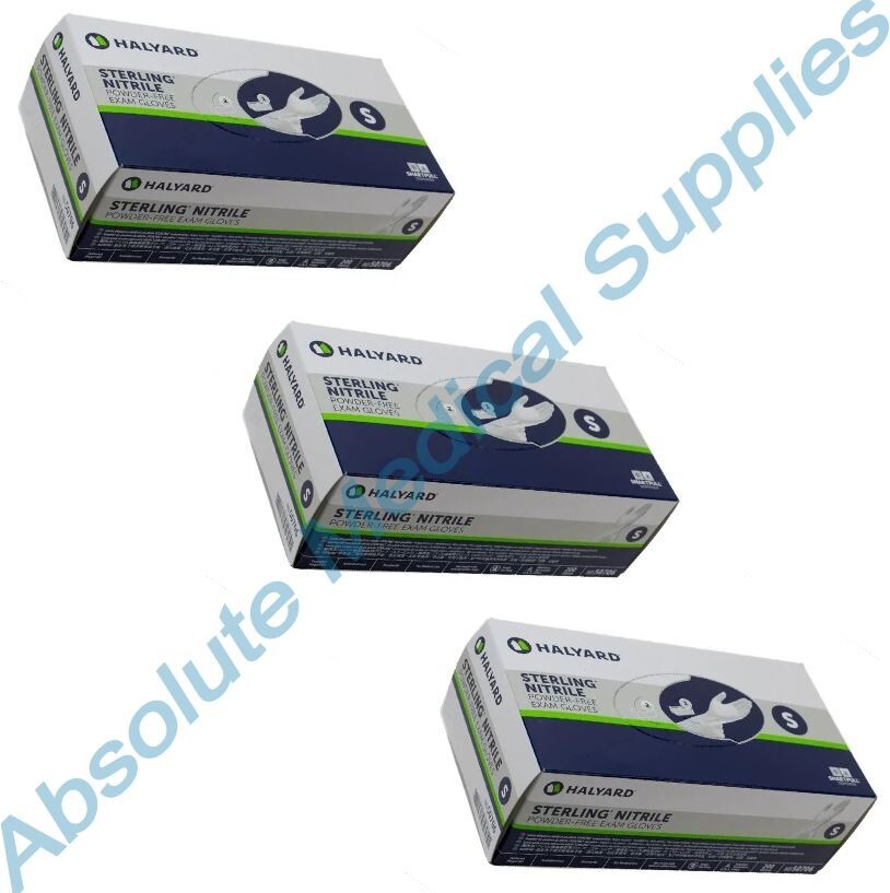 *600-Pieces* Halyard Sterling Nitrile Powder-Free Examination Gloves Small 50706