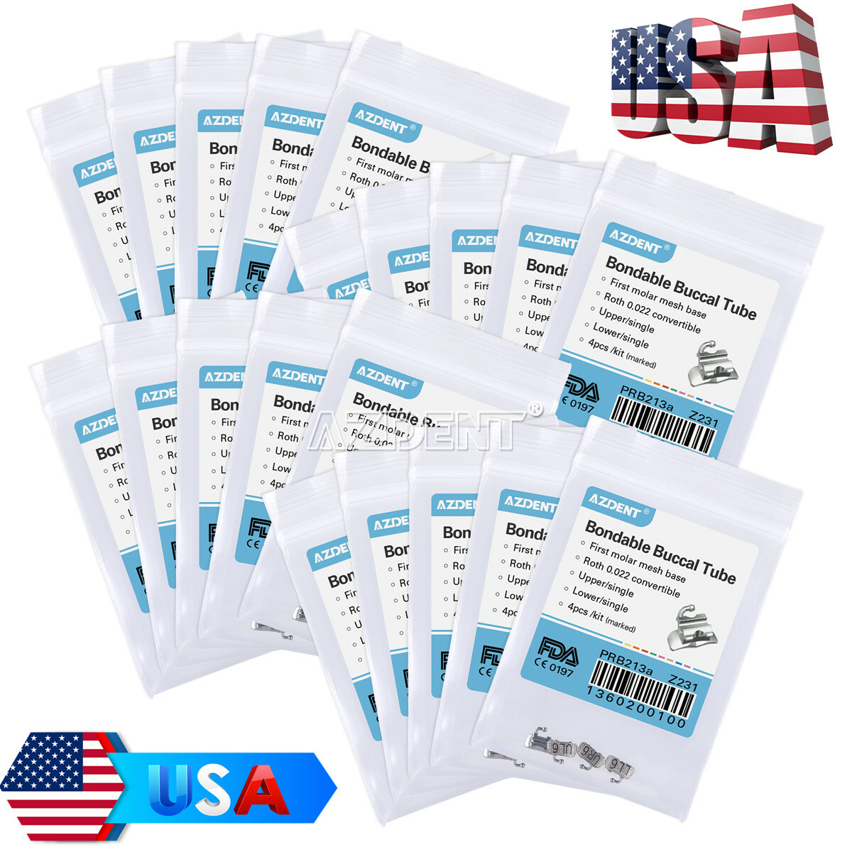 10 X AZDENT Dental Ortho Single Buccal Tube 1st Molar Roth/MBT 022 Bondable Conv