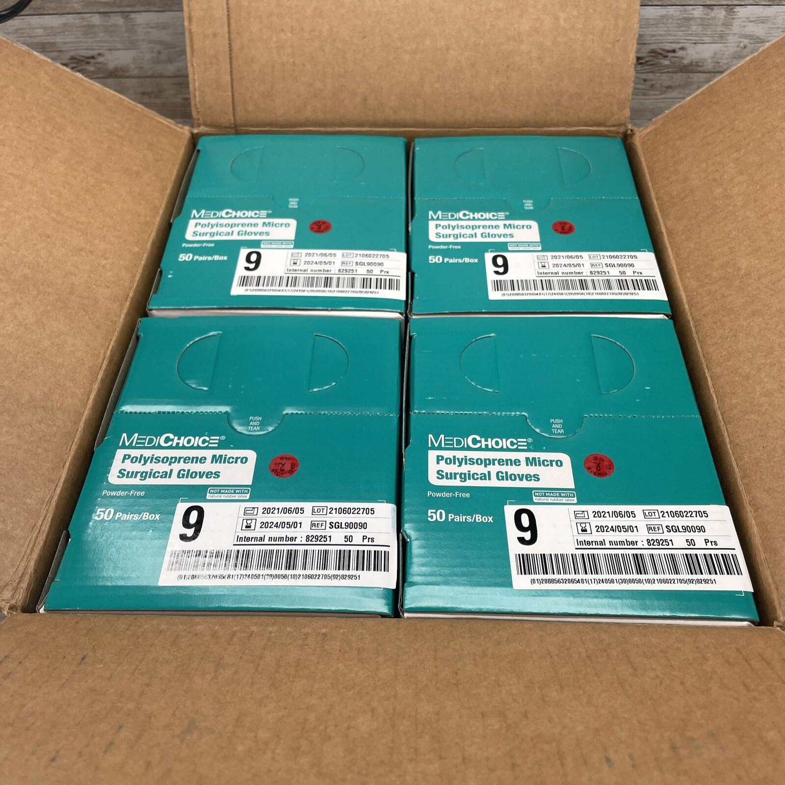 1 CASE MediChoice Polyisoprene Micro Surgical Gloves Sterile Size: 9 *See Dates*