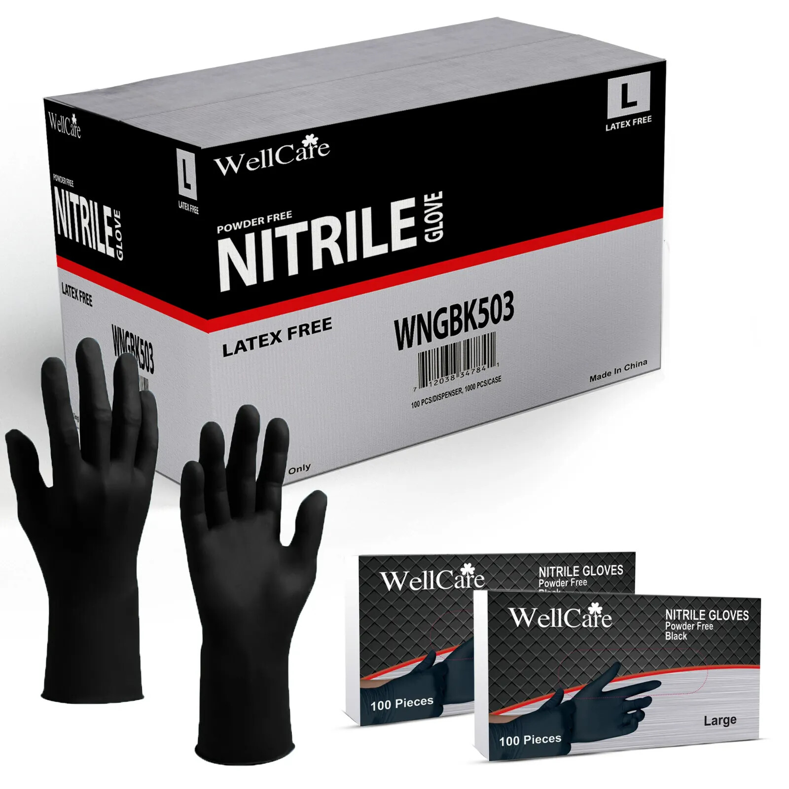 Black Nitrile Industrial Disposable Gloves 4.5Mil, Latex/Powder Free 200-1000 Ct