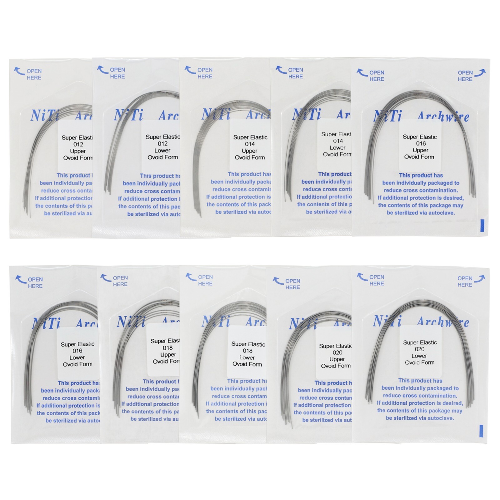 Dental Orthodontic Elastic Niti Arch Wire Round Ovoid 012 014 016 18 Upper Lower