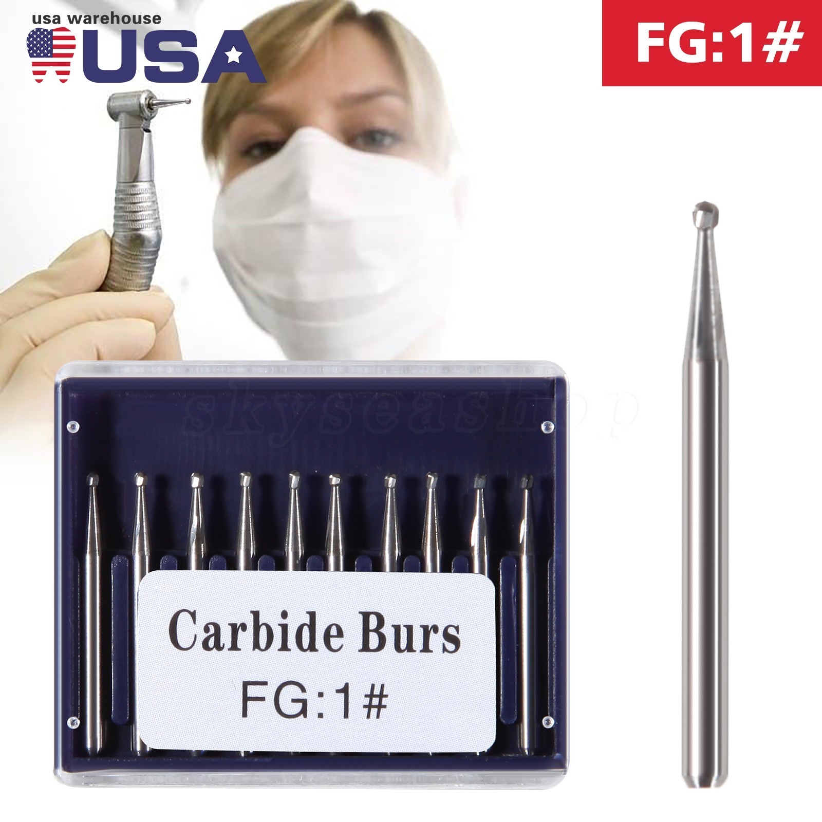 Round Carbide Burs for Friction Grip High FG (Choose Your Size & Qty) 19mm 25mm