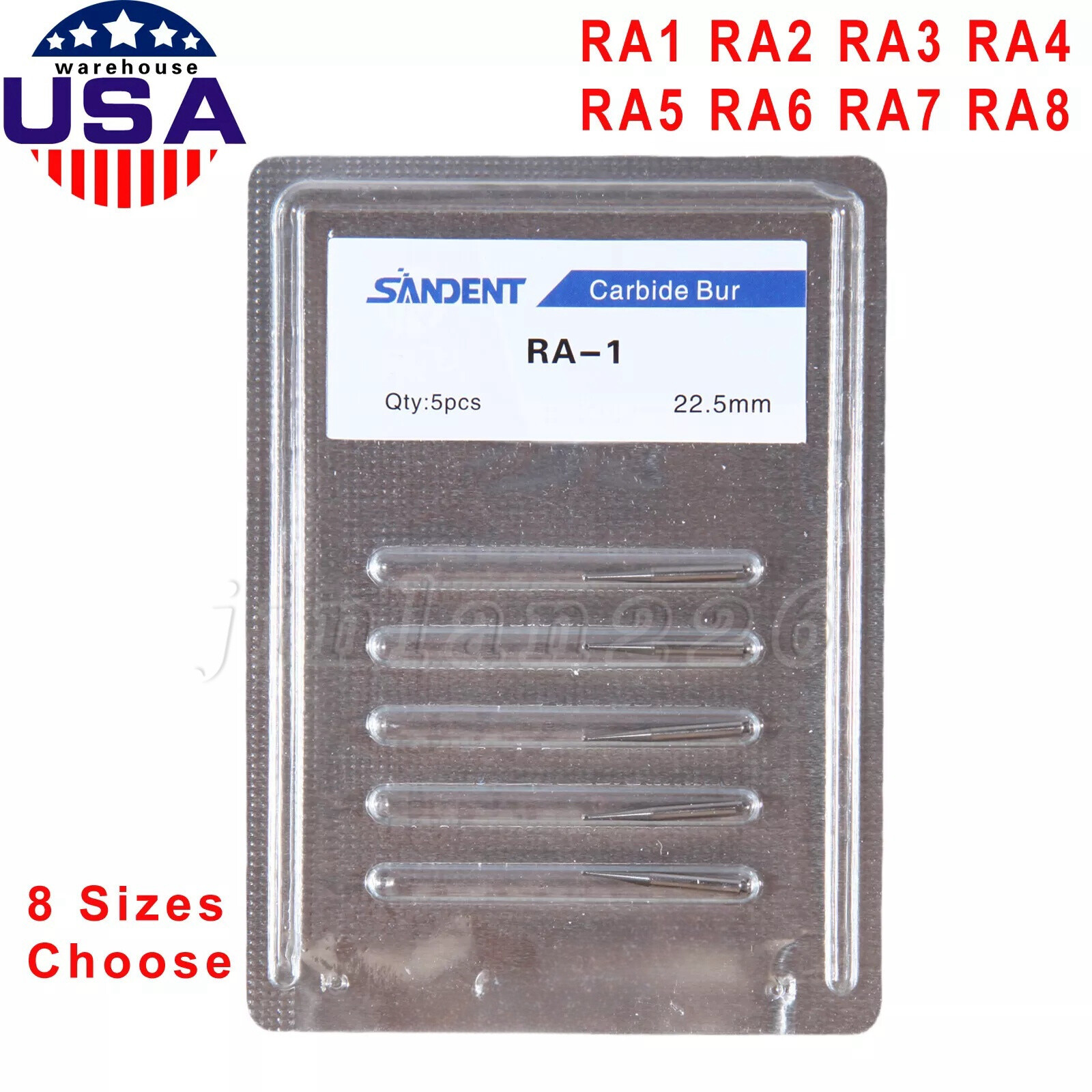 5-100 8 Types Dental Round Carbide Bur for Slow Speed Latch Type RA 1# – 8# Burs