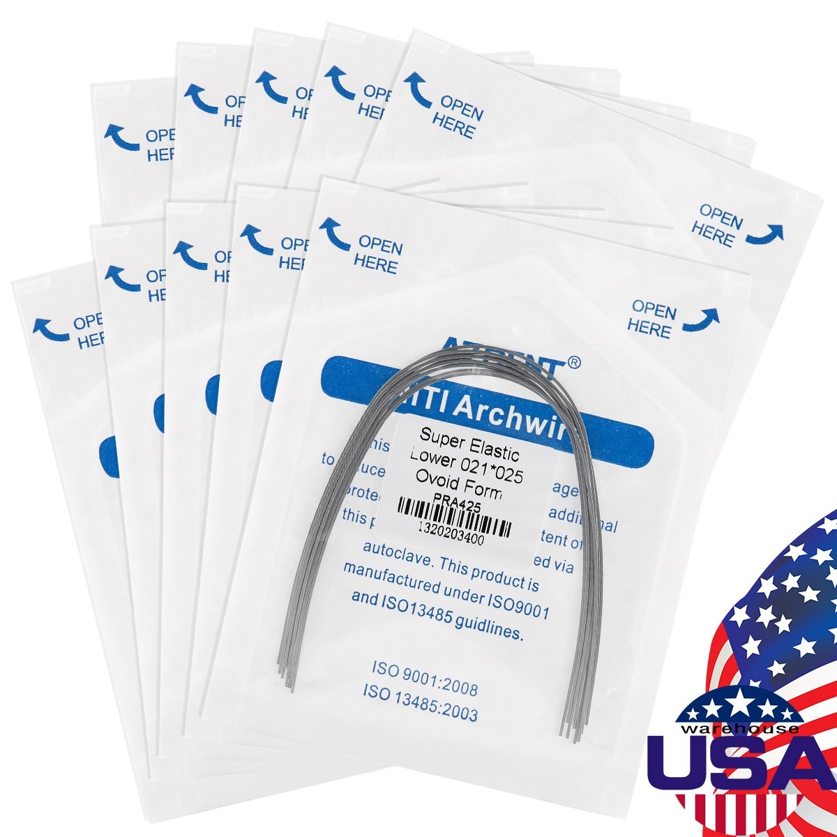 10pcs AZDENT Dental Orthodontic Arch Wires Niti Super Elastic Ovail Round Wire