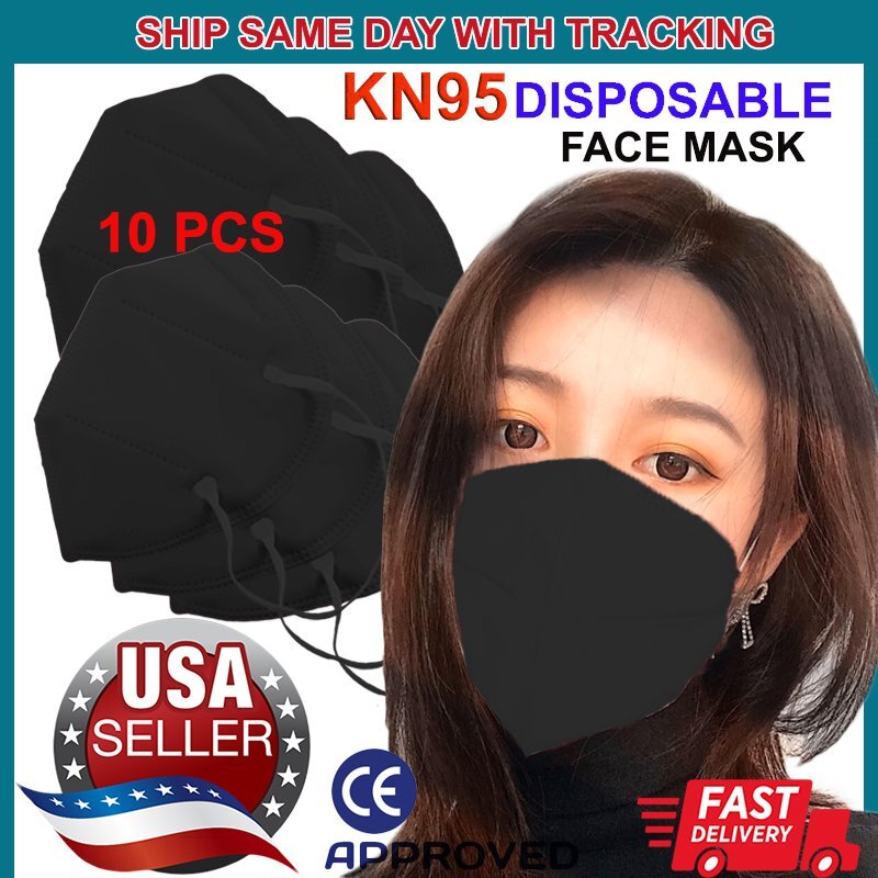 X10 PCS KN95 Face Mask Disposable Protective Respirator Mouth Non Medical BLACK