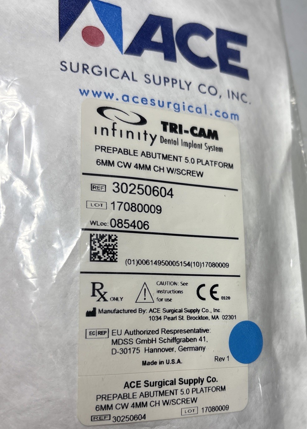 Infinity Implants Healing Abutment 5.0 Blue SEALED