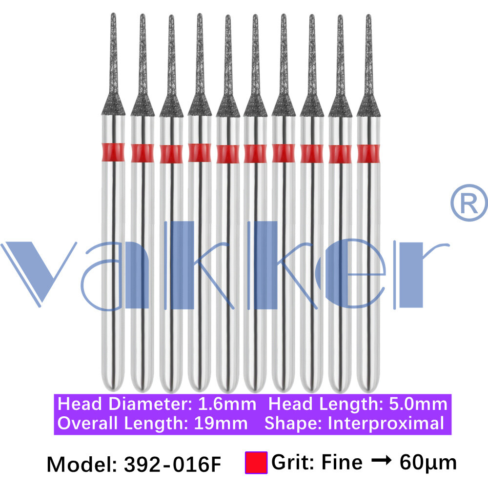 50pc Dental Diamond Bur Inter Proximal Gross Reduction 392 652 655 Handpiece Bit