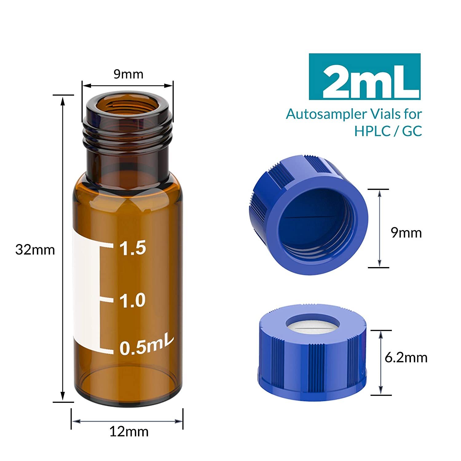 4000pcs 2mL Clear/Amber Vials Pre-slit 9-425 Caps, MCE Gridded Membrane Filters