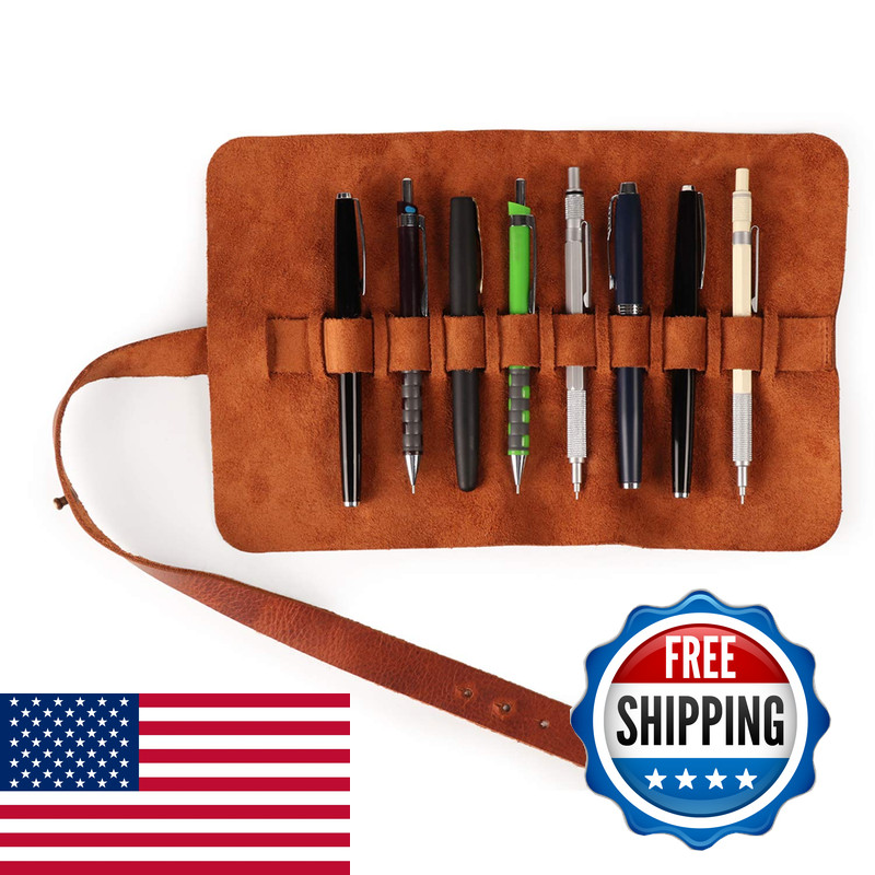 Londo Genuine Leather Retro Pen And Pencil Case – Metal Snap Fastener Pencil