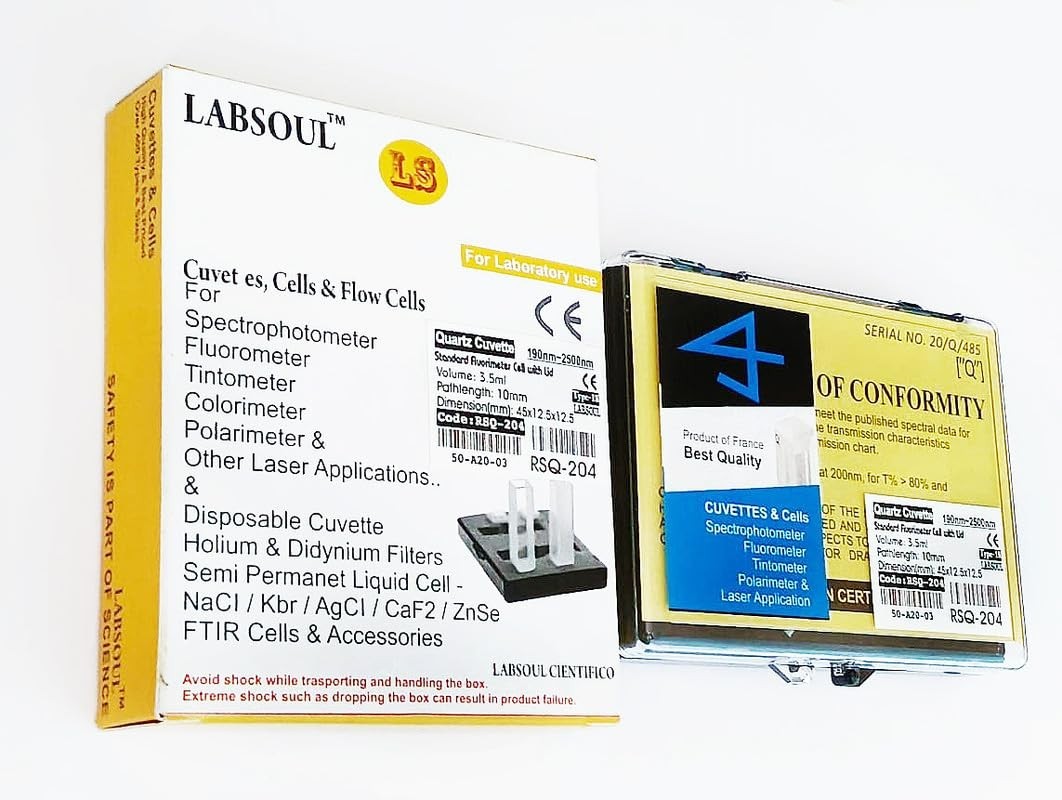 Q-204 Fused Quartz Fluorescence Cuvette With PTFE Lid and Four Side Transparent