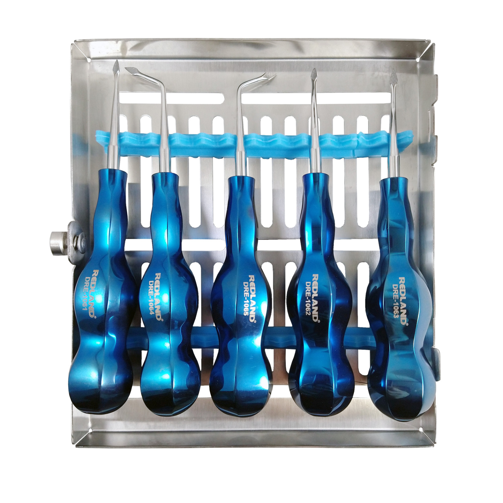 Implant Dentistry REDLANDS BLUE LINE ELEVATOR 5 PIECE EXTRACTION KIT W/ CASSETTE