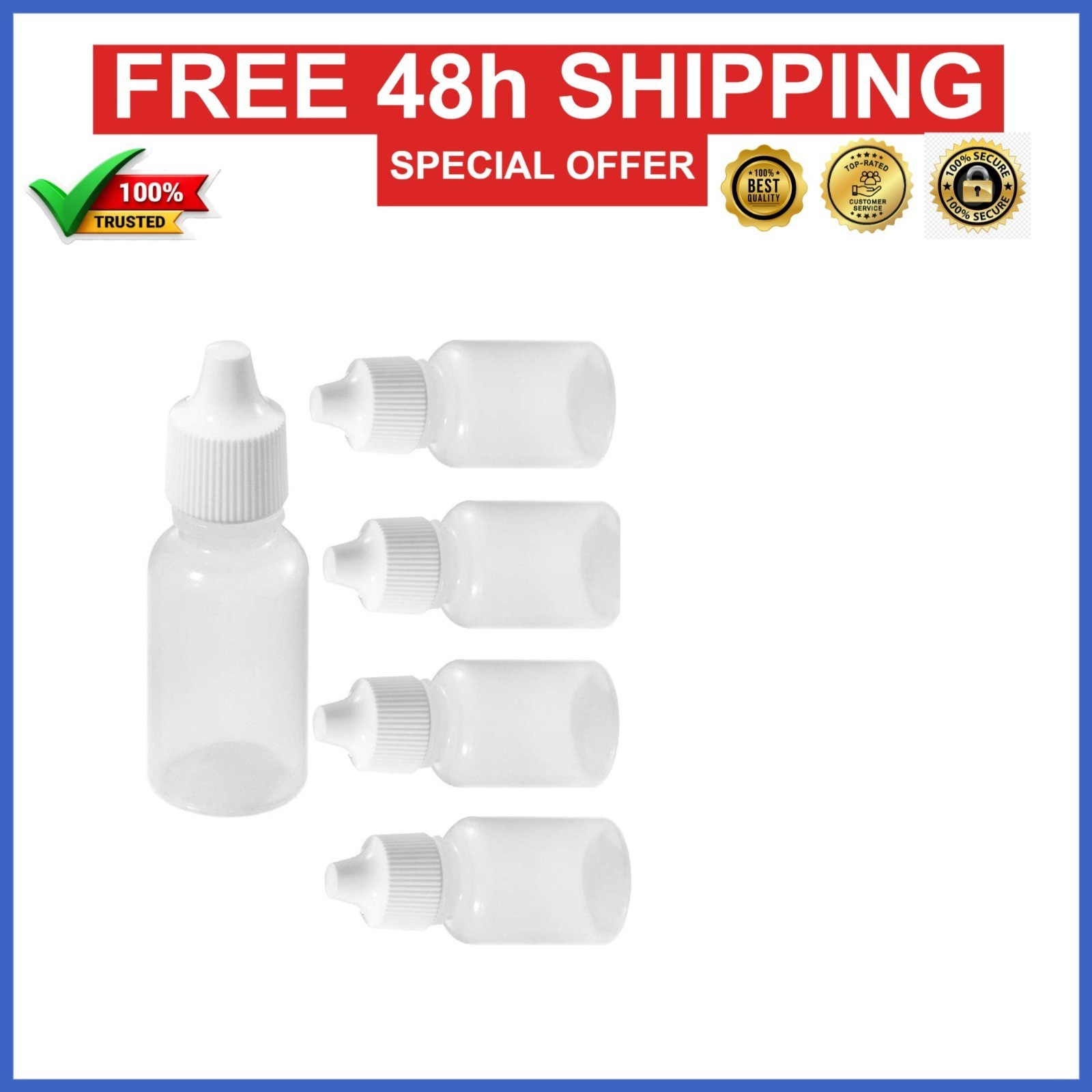 5 Pack 30ml Dropper Bottles Empty Plastic Squeezable Eye Liquid Dropper Sample
