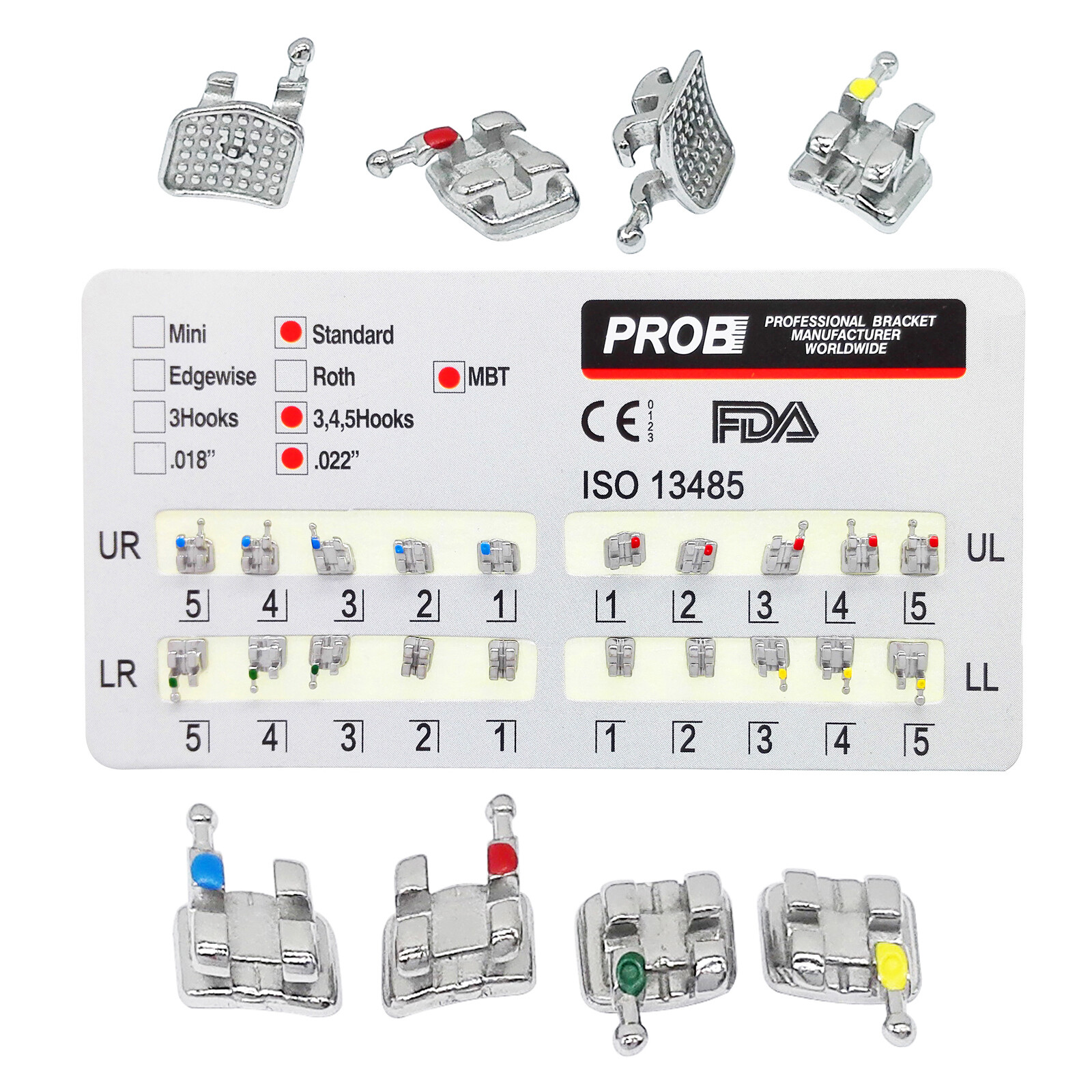 PROB Metal Bracket Dental Orthodontic Mini / Standard Roth/MBT 345/ 3Hooks.022″
