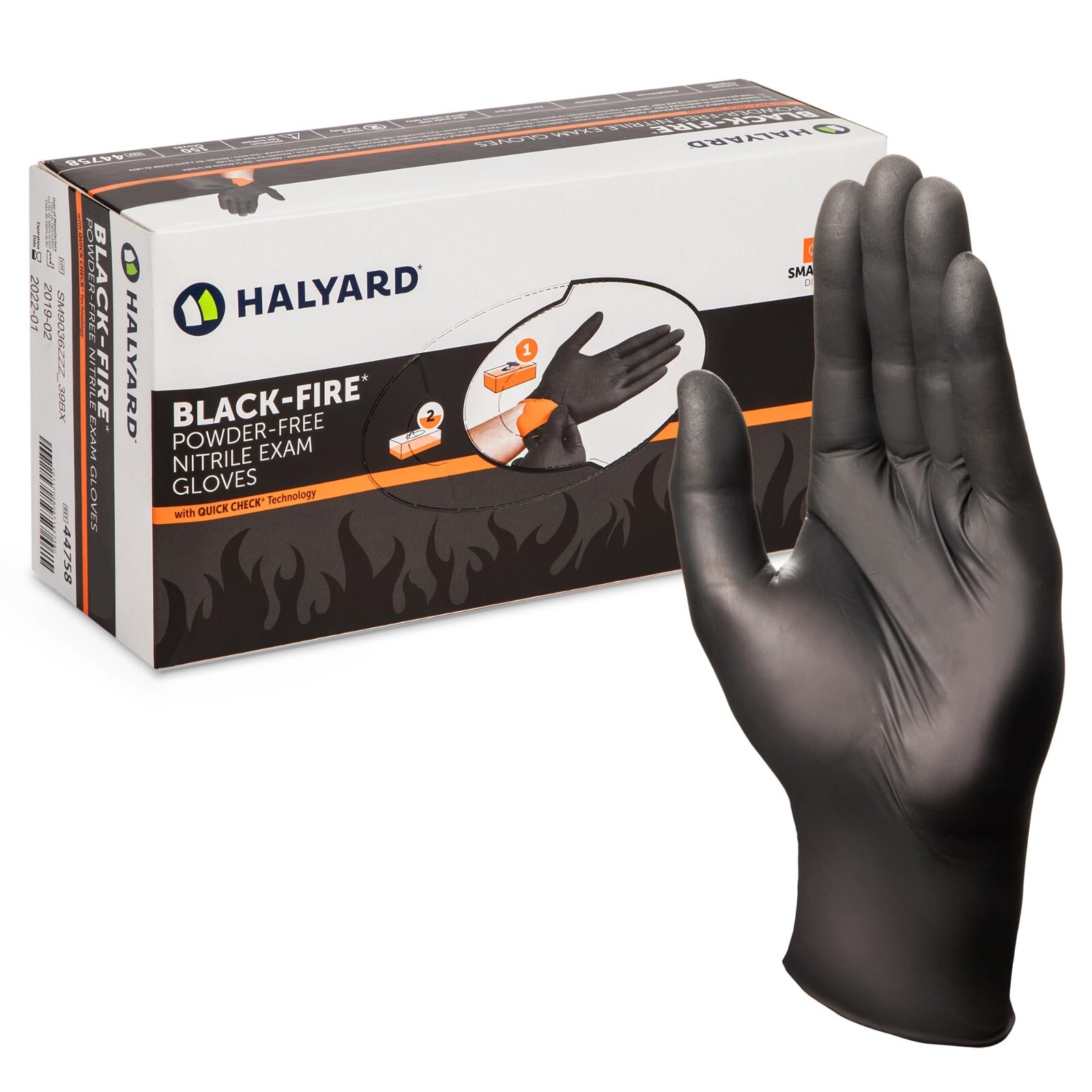 *Case – 10 Boxes* Halyard Black-Fire Nitrile Exam Gloves 44755 Size XS – 1500/CS