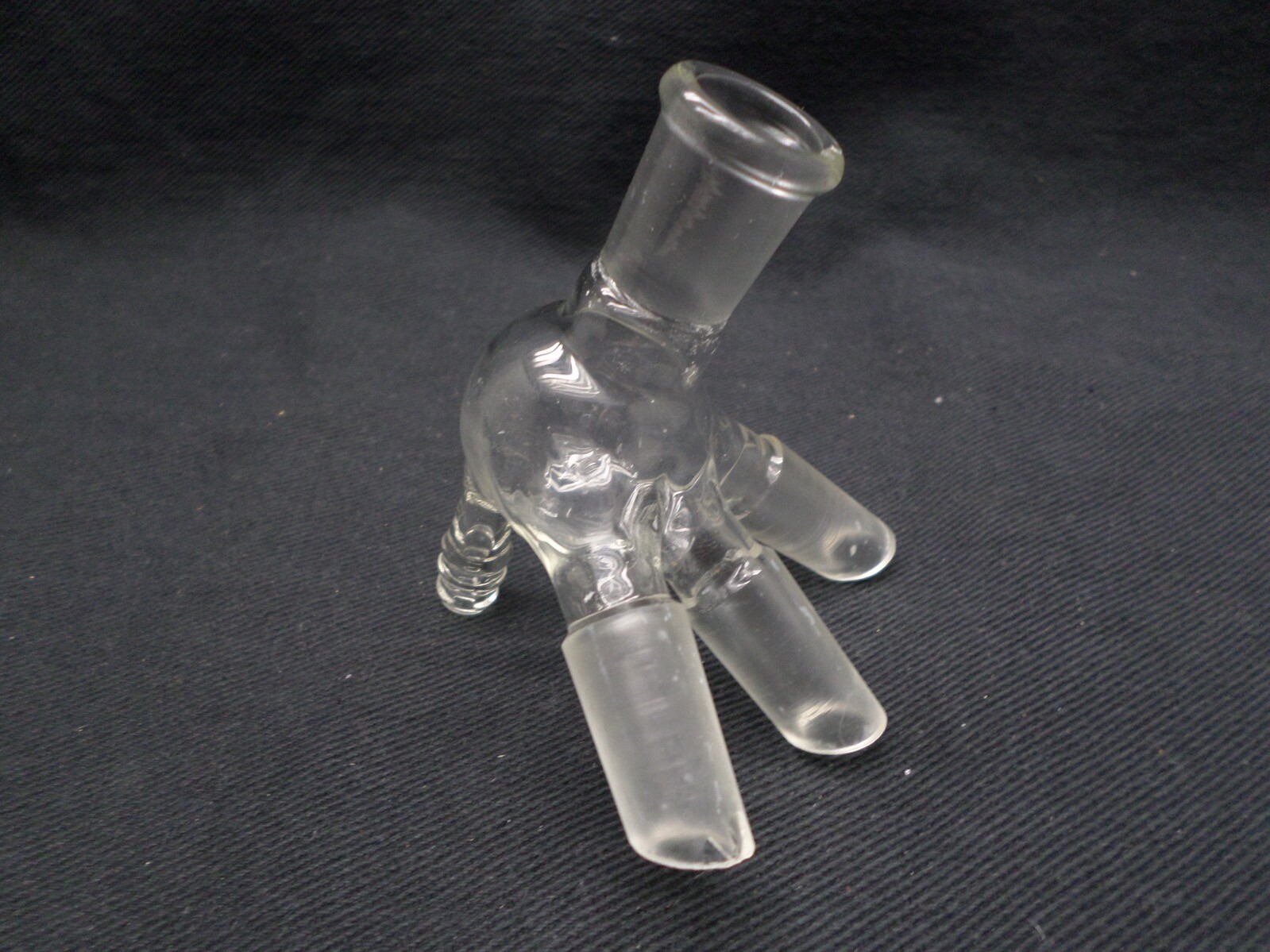 Laboratory 14/20 Cow Type Glass Distillation Receiver Chipped