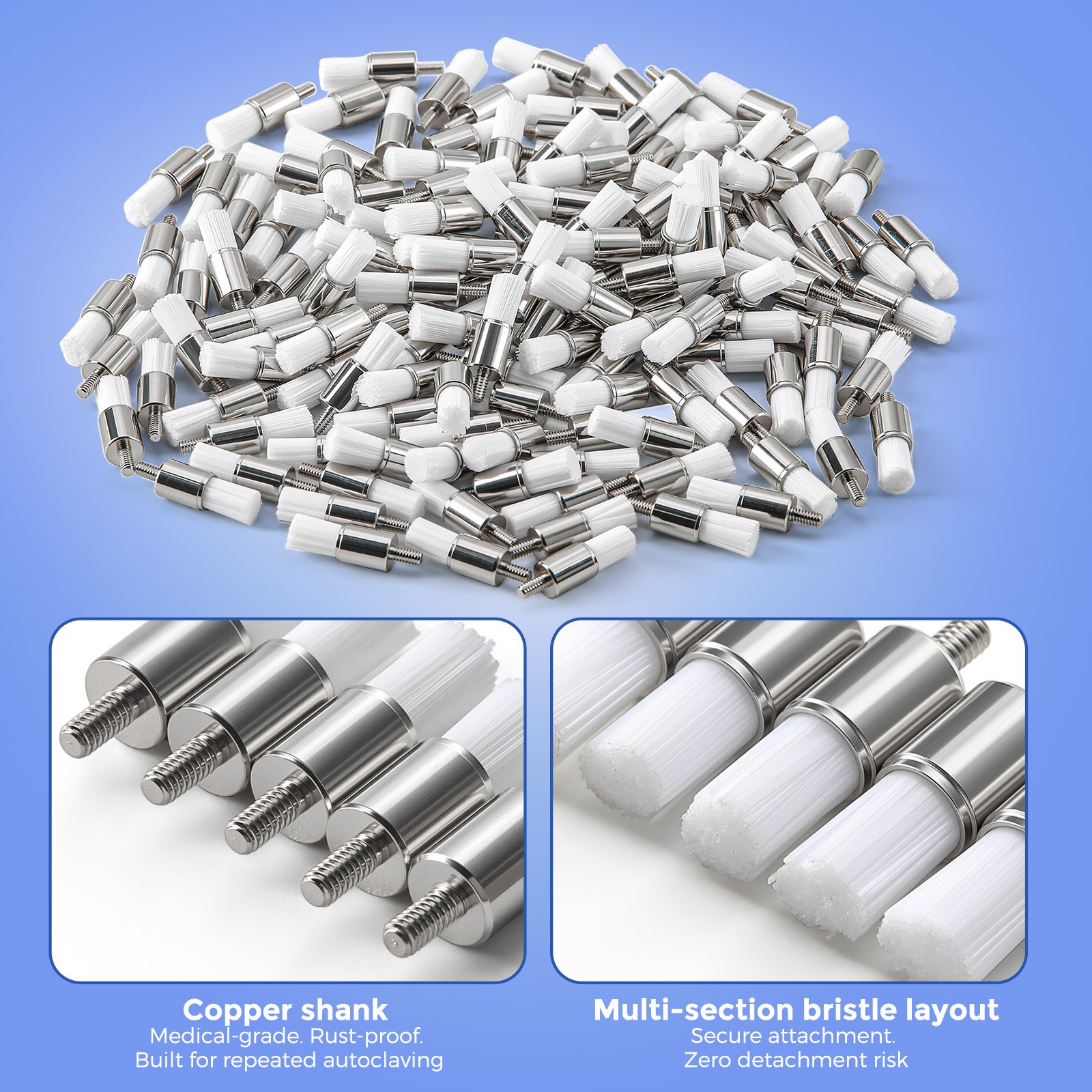 144 Dental Screw-Type Paste Prophy Taper Polishing Brushes Nylon Colorful/White