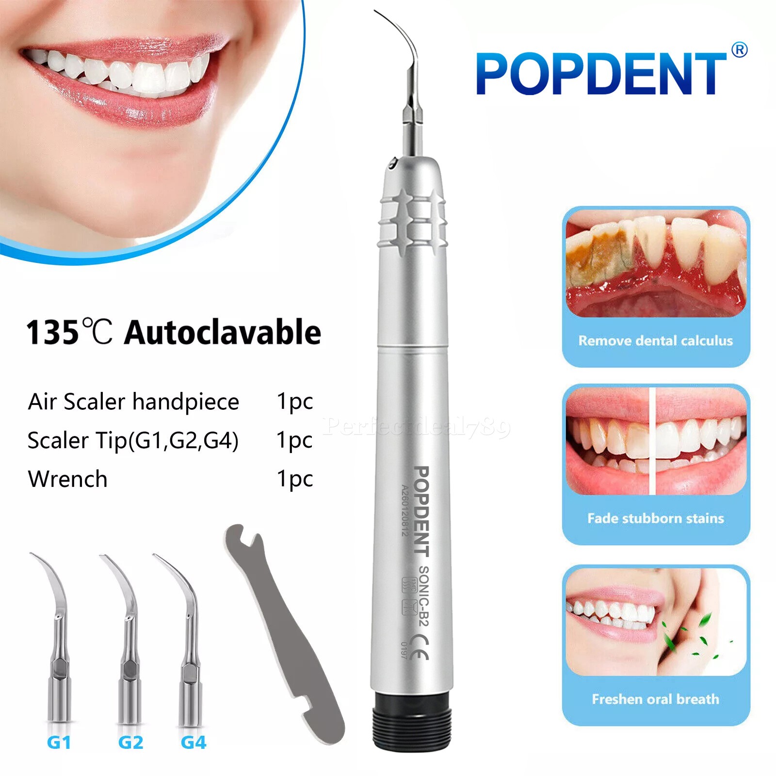 NSK Style Dental Ultrasonic Air Perio Scaler Handpiece Hygienist W 3Tips POPDENT