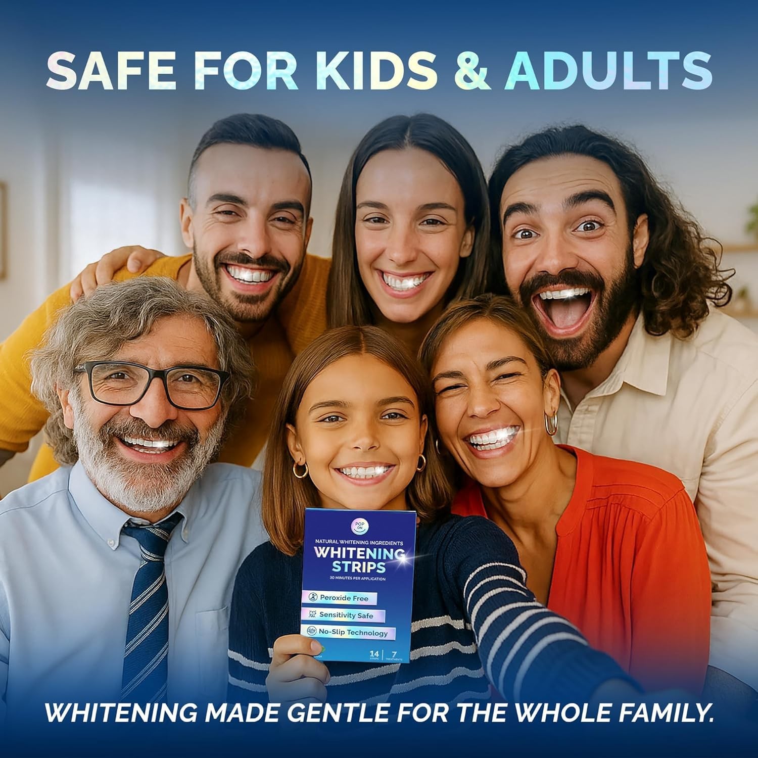 Teeth Whitening Strips for Sensitive and 14 Count (Pack of 1), Clear