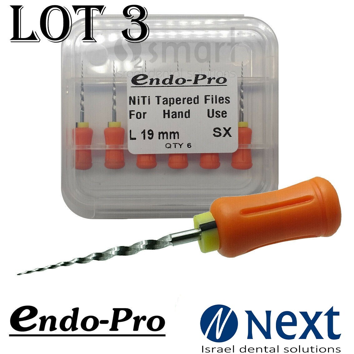 LOTx3 Dental NiTi Super File Universal Tapered SX root canal hand use 19 mm