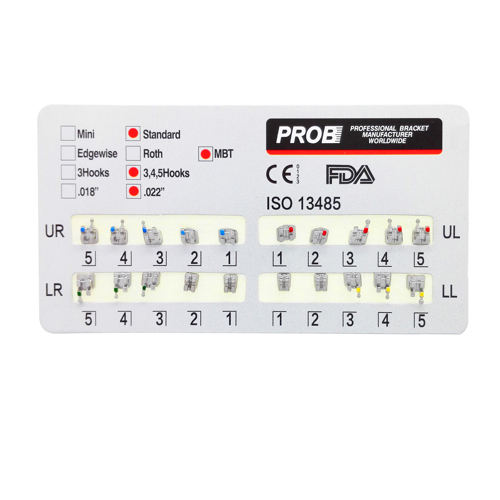 PROB Metal Bracket Dental Orthodontic Mini / Standard Roth/MBT 345/ 3Hooks.022″