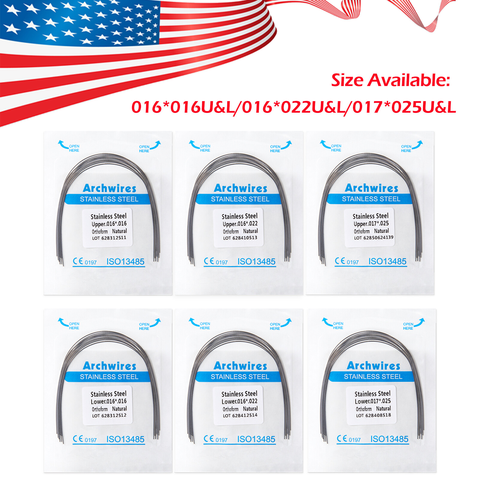 ETERFANT Dental Ortho Arch Elastic Wires NITI/Stainless Steel 10pcs/pack