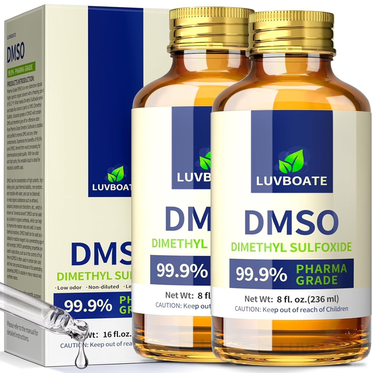 DMSO 99.9% Pharma Grade, Pure Liquid Dimethyl Sulfoxide 16 fl.oz in Glass Bot…