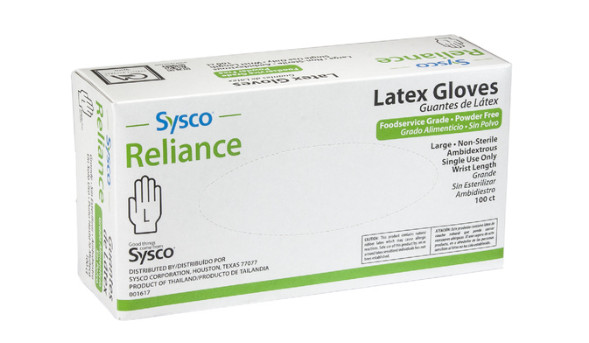 Sysco Glove Latex Foodservice Powder-free Box of 100